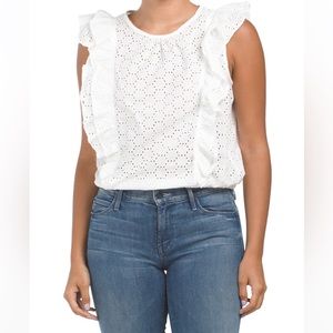 CeCe | NWT Eyelet Ruffle Sleeveless Top